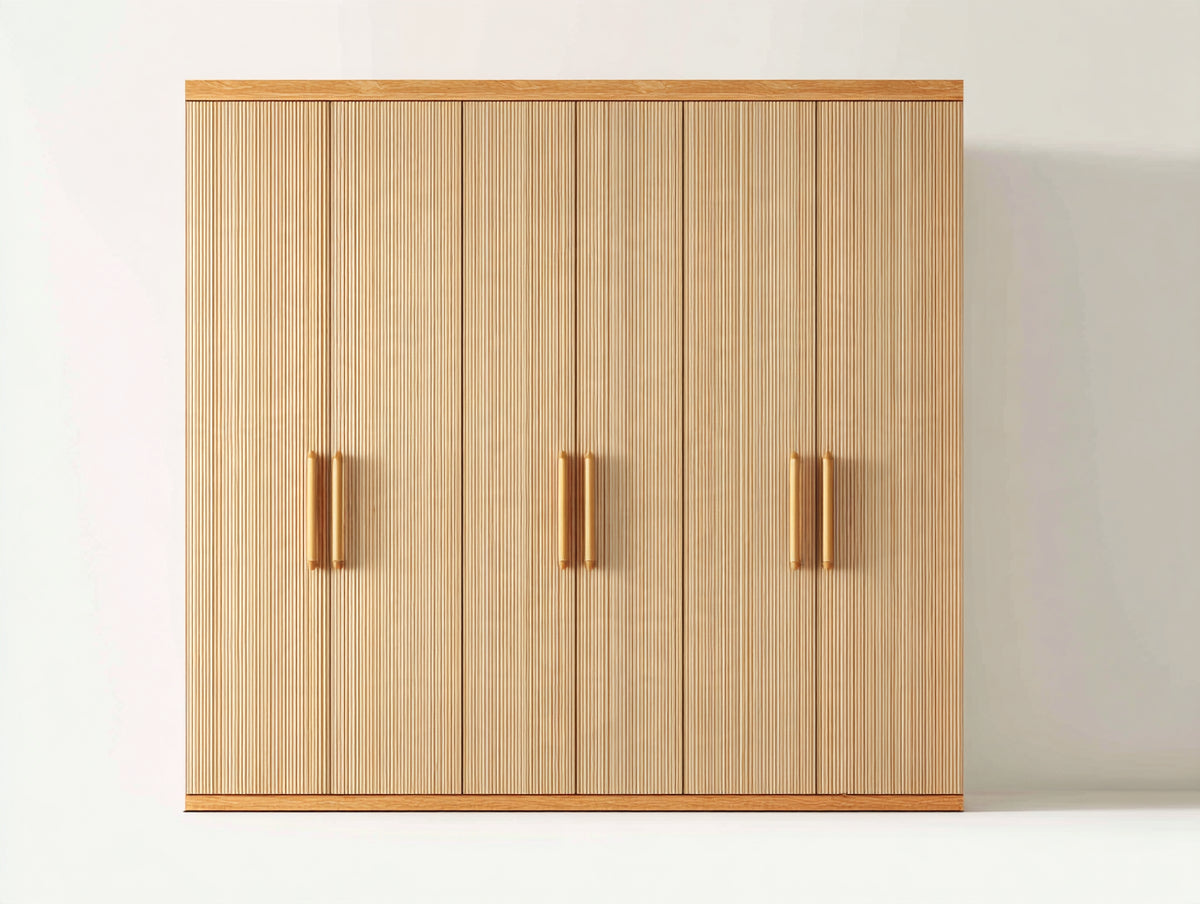 Armadio-Legno-Metallo-240x60x200 cm-Rovere naturale-Moderno contemporaneo