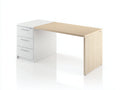 Scrivania - Legno ingegnerizzato-Metallo - 140x60x75 cm - Bianco-Legno naturale - Stile contemporaneo
