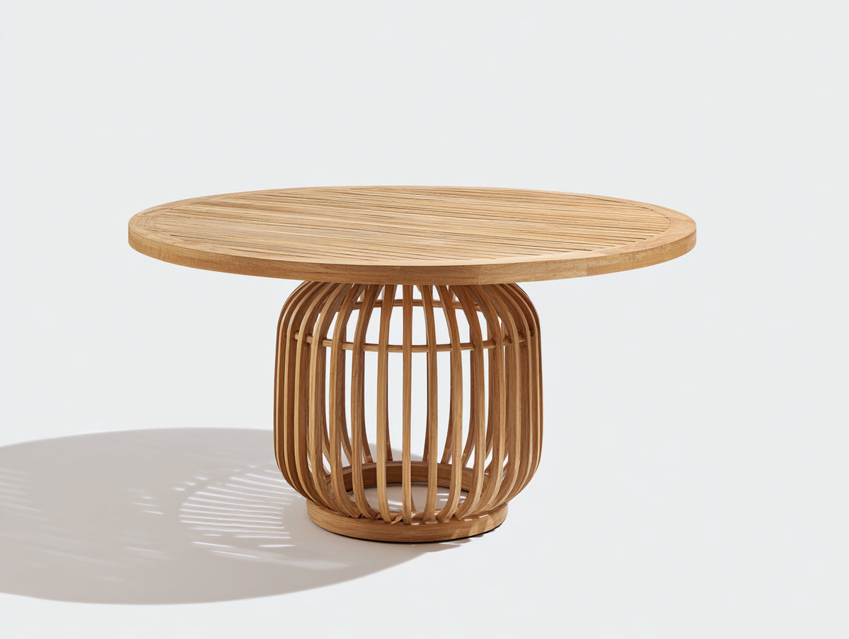 Tavolo da giardino - Bambù-Rattan - 120x120x75 cm - Naturale - Stile boho