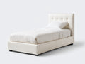 Letto singolo - Ecopelle - 205x105x110 cm - Avorio - Design moderno