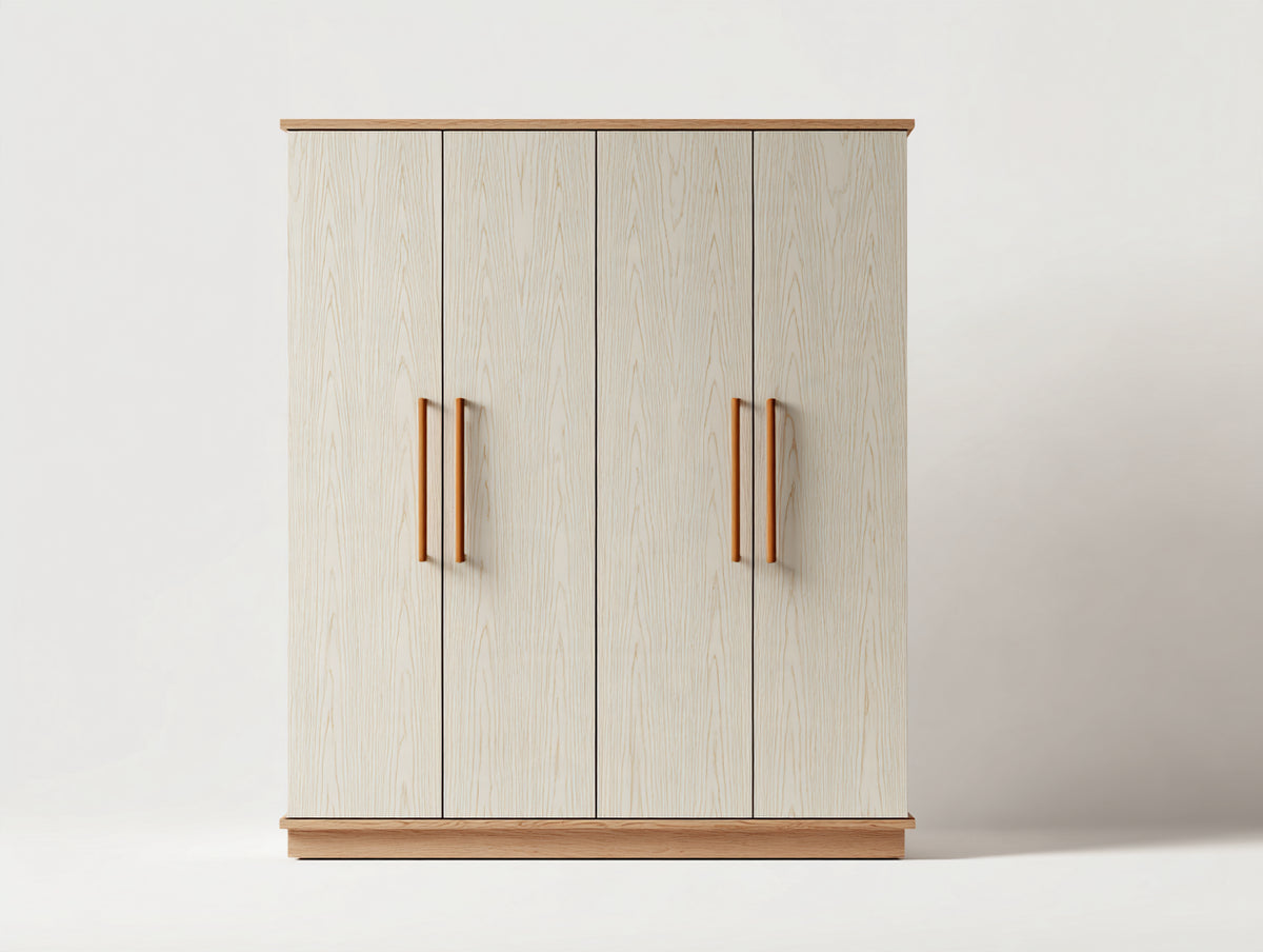 Armadio-Legno-Metallo-180x60x200 cm-Rovere sbiancato-Rovere naturale-Moderno minimalista