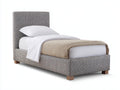 Letto singolo - Tessuto-Legno - 205x105x110 cm - Grigio mélange - Design moderno