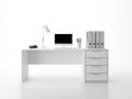 Scrivania - Legno ingegnerizzato-Metallo - 140x60x75 cm - Bianco - Stile moderno minimalista