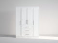 Armadio-Legno-Metallo-160x55x200 cm-Bianco-Moderno minimalista