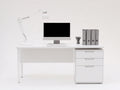 Scrivania - Legno ingegnerizzato-Metallo - 120x60x75 cm - Bianco - Design moderno con contenitore integrato