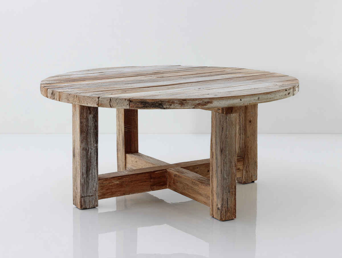 Tavolo da giardino - Legno - 110x110x75 cm - Marrone naturale-Beige - Stile rustico