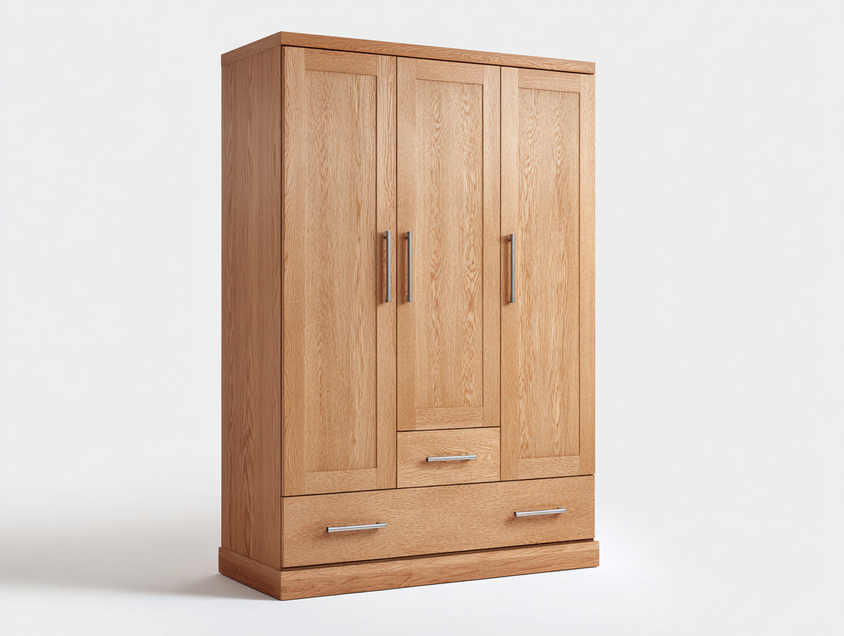 Armadio-Legno-Metallo-140x55x190 cm-Rovere chiaro-Classico contemporaneo