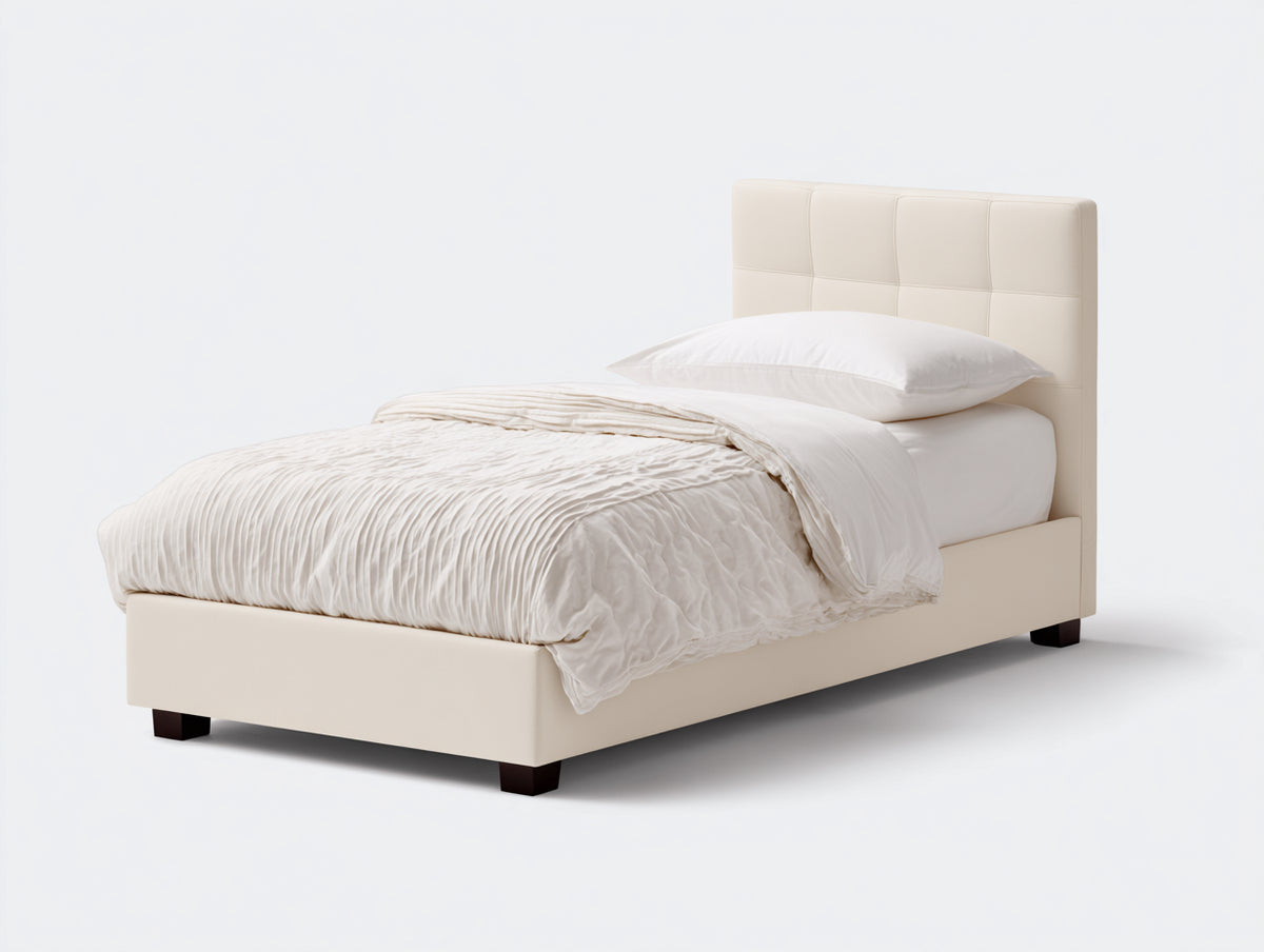 Letto singolo - Tessuto - 205x105x105 cm - Avorio - Design moderno